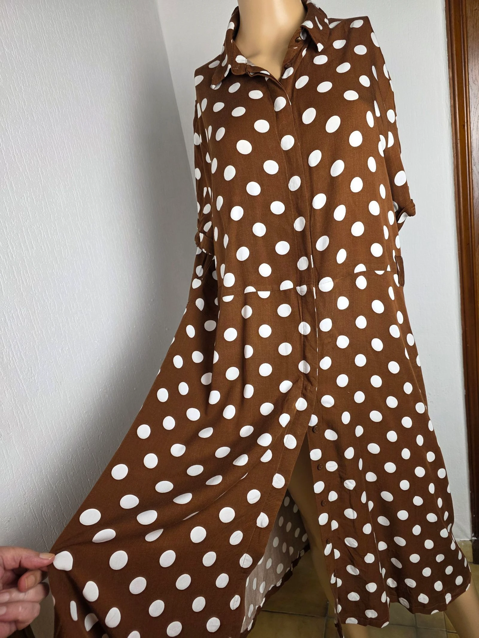 Vestido camisa longo com bolinhas grandes vintage estilo Pretty Woman tamanho 38/40/42 – photo 3